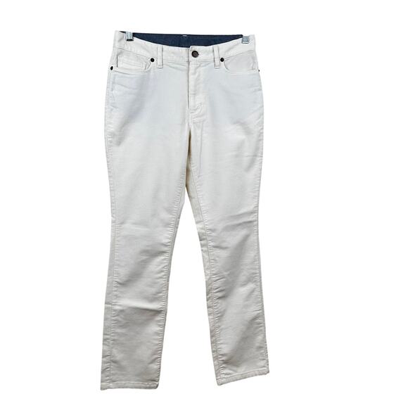 L.L. Bean Womens Corduroy Pants Favorite Fit Straight Leg Winter White 4 Classic - Picture 1 of 11